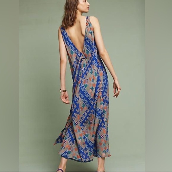 Anthropologie Ailanto Para Trucco Vilira Floral Fish Print Maxi Dress Sz S - Picture 3 of 14